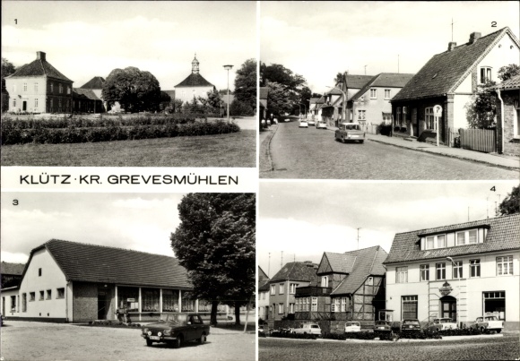 Postcard Klütz in Mecklenburg, after-work home, Boltenhagener Strasse, HO Gaststätte Klützer Eck, market