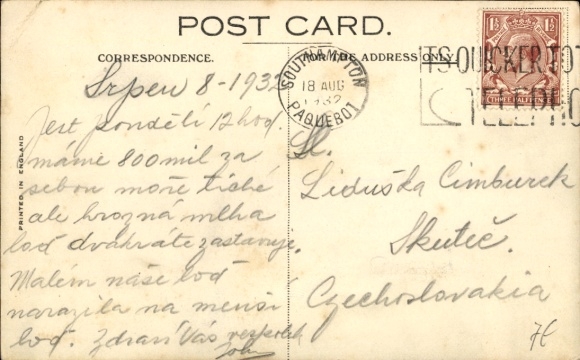 Postcard Cunard Line, RMS Berengaria, steamship in the harbor