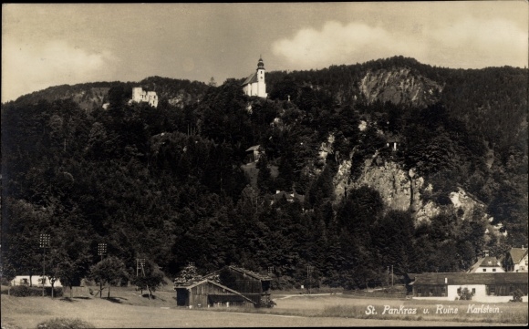 Photo Postcard Karlstein Bad Reichenhall in Upper Bavaria, pilgrimage church of St. Pankraz, ruins