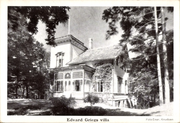 Postcard Fana Bergen Norway, Edvard Grieg's Villa, Troldhaugen