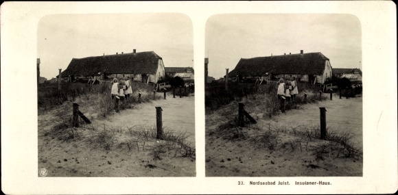 Stereo Photo Nordseebad Juist in Ostfriesland, Insulanerhaus