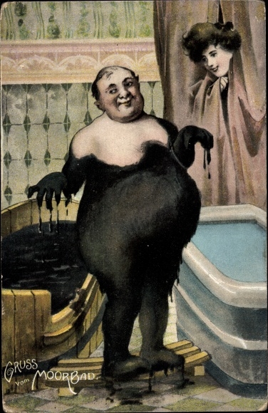 Artist PC greetings from mud bath, fat man, spa industry