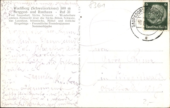 Postcard Saupsdorf Sebnitz Saxony, panorama from the Wachberg, Zschirnsteine, Teichstein