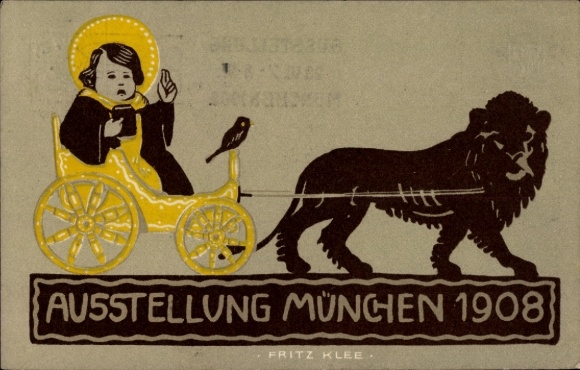 Künstler Ak Klee, F., München, Ausstellung 1908, Löwe, Münchner Kindl