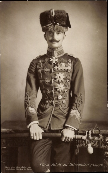 Postcard Prince Adolf of Schaumburg Lippe in hussar uniform