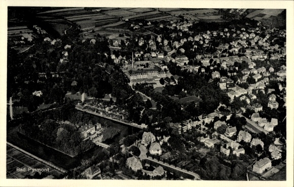 Postcard Bad Pyrmont in Lower Saxony, aerial photograph