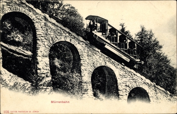 Postcard Mürrenbahn, funicular