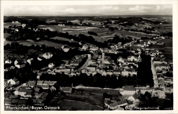 Postcard Pfarrkirchen in Lower Bavaria, aerial photograph of Bayer Ostmark, clear city view