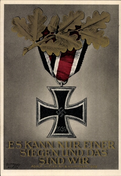 Artist Postcard Klein, Gottfried, Only one can win and that is us, quote Adolf Hitler