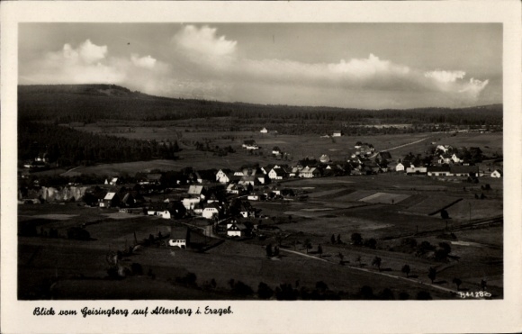 Postcard Geising Altenberg in the Ore Mountains, view from the Geisingberg, landscape with houses and fields