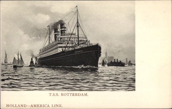 Postcard steamer TSS Rotterdam, Holland-America Line HAL