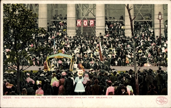 Ak New Orleans Louisiana USA, Rex erhält den Schlüssel im Rathaus, Mardi Gras Day