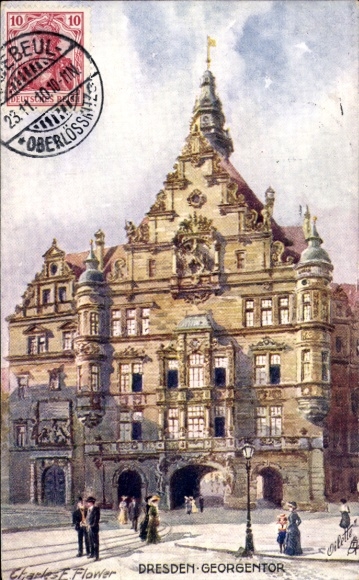 Artist PC Flower, Charles F., Dresden Altstadt, lot at Georgentor, Tuck 728