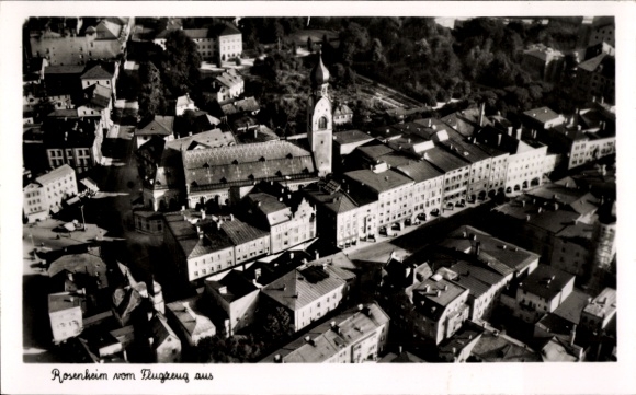 Postcard Rosenheim Upper Bavaria, aerial photograph