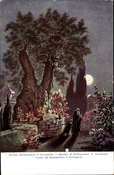 Artist PC Perlberg, F., Jerusalem Israel, Garden of Gethsemane