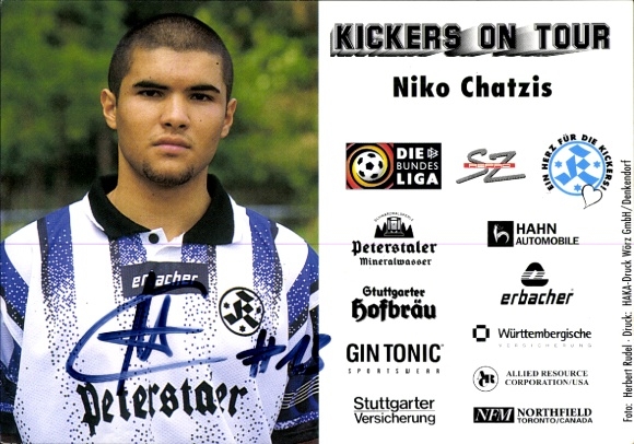 Karta z autografem piłkarza Niko Chatzisa, SV Stuttgarter Kickers, autograf