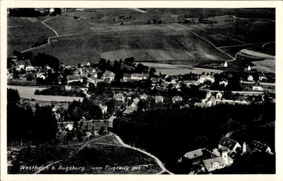 Postcard Westheim near Augsburg Neusäß in Swabia, aerial photograph