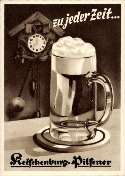 Postcard At Any Time Ketschenburg Pilsener, Beer Mug, Advertising, Cuckoo Clock