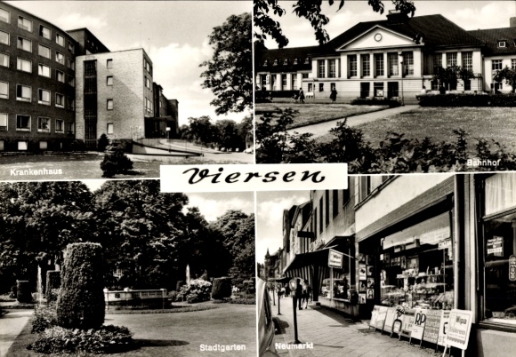 PC Viersen in North Rhine-Westphalia, train station, hospital, city garden, Neumarkt, black and white photo...