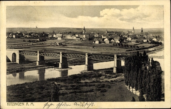 Postcard Kitzingen a. Main, view of a bridge, town view
