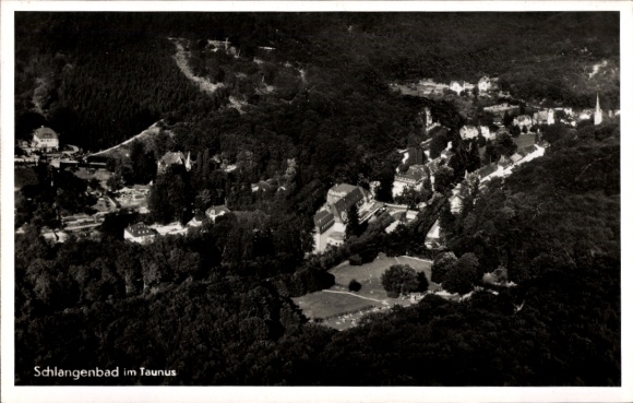 Postcard Schlangenbad in the Taunus Hessen, aerial photograph