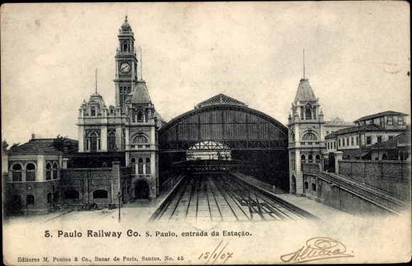 Ansichtkaart São Paulo, Brazilië, treinstation