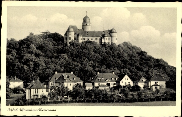 Ak Montabaur Rheinland Pfalz, Schloss, Teilansicht vom Ort