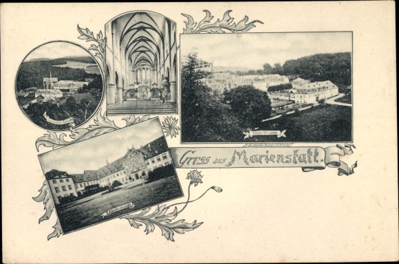 Postcard Streithausen Westerwald, Marienstatt Monastery, view from the Vroneck