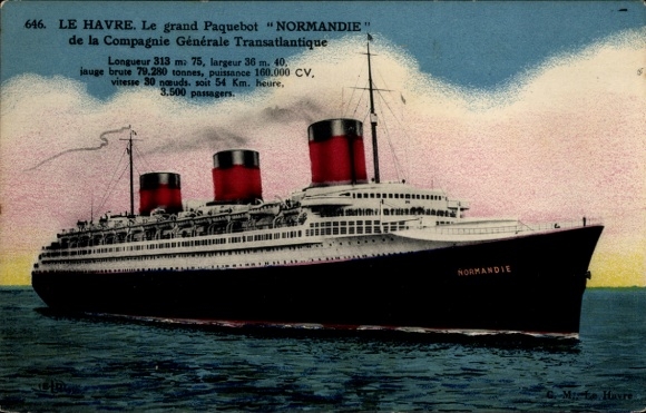Ak Passagierschiff Normandie, CGT
