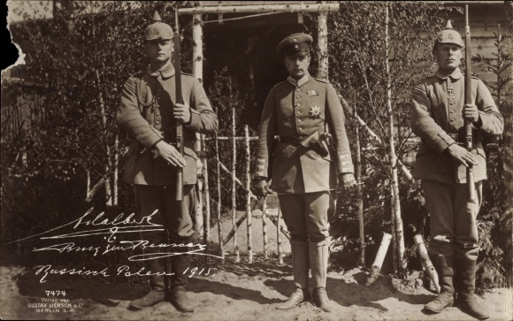 Postcard prince Adalbert von Prussia, Uniform, Russian Poland 1915, Uniform, I. WK, Regiment 4