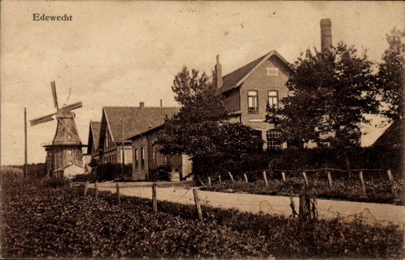 Postcard Edewecht Lower Saxony, windmill, building, street