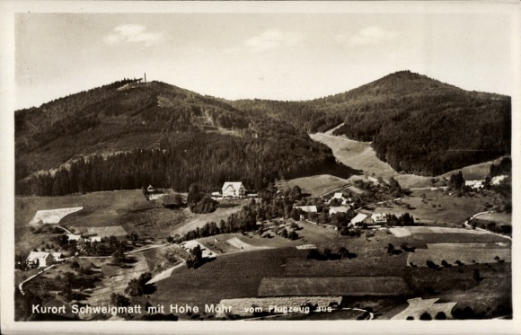 Postcard Schweigmatt Raitbach Schopfheim in Baden, aerial photograph with Hohe Möhr