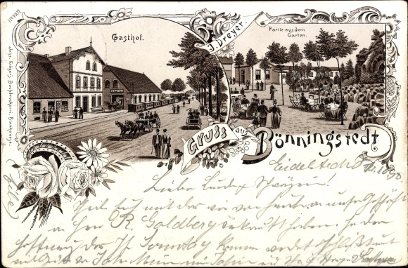 litho Bönningstedt in Sleeswijk-Holstein, herberg, tuin