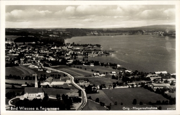 Postcard Bad Wiessee in Upper Bavaria, aerial photograph
