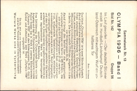 Collection picture Olympia 1936, handball game Germany Austria
