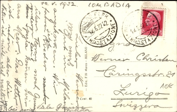 Postcard Milano Mailand Lombardia, Central Station, Innenansicht
