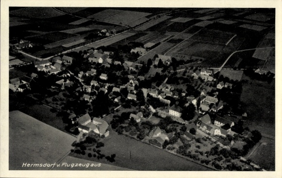 Postcard Hermsdorf in the Ore Mountains, aerial photograph