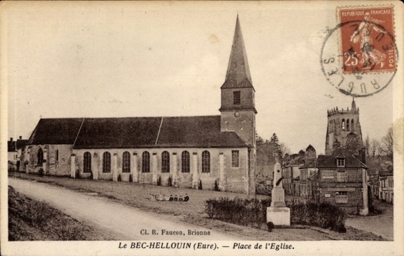 CPA Bec Hellouin Eure, Place de la Église