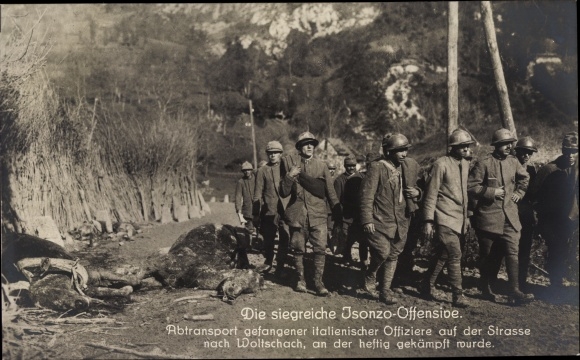 PC Woltschach Tolmin Slovenia, Isonzo Offensive, removal of Italian officers, prisoners of war