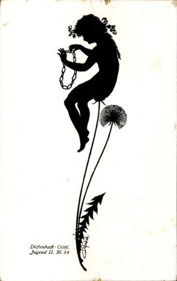Papercut artist ansichtkaart Diefenbach, goddelijke jeugd 2, deel 24