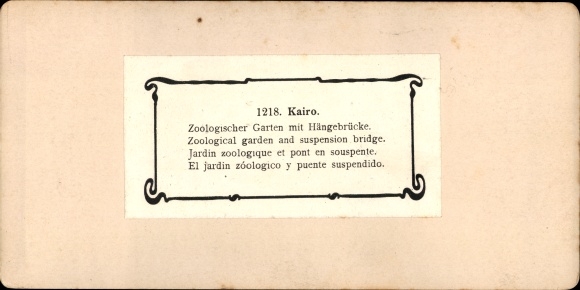 Stereo Photo Cairo Cairo Egypt, Zoological Gardens, Suspension Bridge