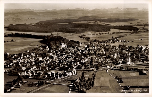 Postcard Leutkirch im Allgäu Württemberg, aerial photograph