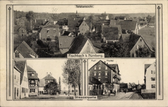 Ak Fischbach Nürnberg in Mittelfranken, Gesamtansicht, Straßenpartie