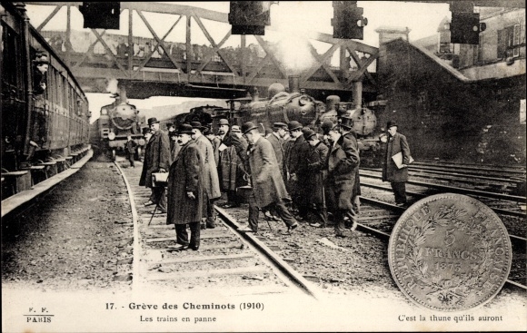 Ak Paris, Eisenbahnarbeiterstreik, Zugpanne, Bahnstreik