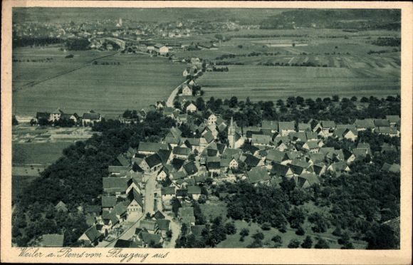 Ak Weiler an der Rems Schorndorf in Württemberg, Fliegeraufnahme