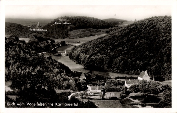 Postcard Hohenaltheim in Allgäu, ruin Niederhaus, ruin Hochhaus, view from the Vogelfelsen