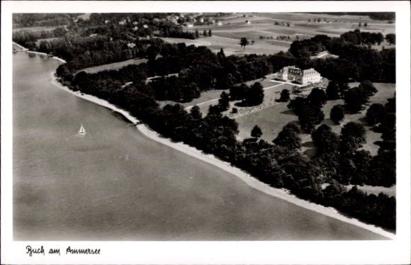 Postcard Buch Inning am Ammersee, aerial photograph