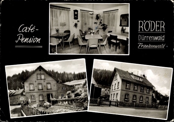 Postcard Dürrenwaid Geroldsgrün Upper Franconia, Cafe Pension Röder, interior view