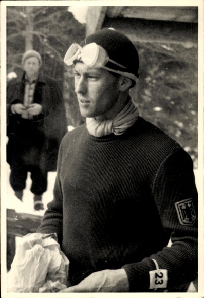 Foto Ak Deutscher Skispringer Toni Brutscher, Portrait