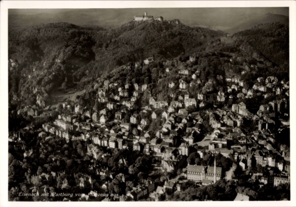Postcard Lutherstadt Eisenach in Thuringia, Wartburg, aerial photograph